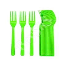 Parti Çatalı Lüks Plastik Yeşil 24 Adet