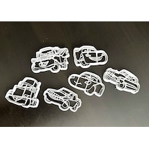 Mizaku Cars Arabalar Temalı Kurabiye Kalıbı 6'lı Set Beyaz