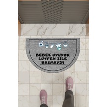 Rugmood Modern Dijital Paspas Gri Bebek Uyuyor Kapı Önü Paspası