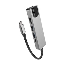 Hytech Hy-usbc80 4k 30hz Gri Metal 2xusb3.0 1xhdmı, 1xpd Gigabit Type C Adaptör