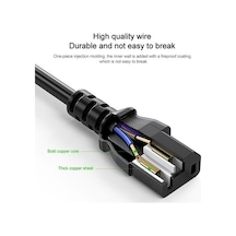 Novahub Anahtarlı 3 Çatal Ac Güç Kablosu, 1.2m Siyah 304 Kalite, Uzunluğu Uygun