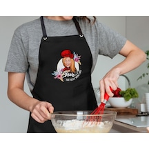 Bk Gift Kişiye Özel Anneler Günü Karikatürlü Profesyonel Siyah Mutfak Önlüğü, Aşçı Önlüğü, Şef Önlüğü, Arkadaşa -8 Açık Gri