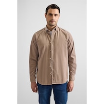 Süvari Bej Regular Düğmeli Yaka Casual Gömlek Gm2008000242-bj3 Bej