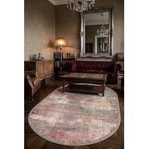 Frenda Home Venüs Modern Pamuk Taban Yıkanabilir Oval Halı Kahve