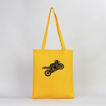 Motosiklet Siluet Sarı Gabardin Bez Çanta