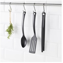 3 Parça Mutfak Kepçe-spatula-maşa Seti, Siyah Renk Meridyendukkan Asılabilir ,pratik Ürünler