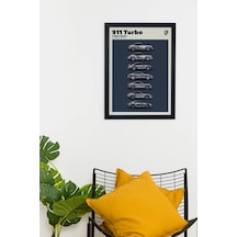 Porsche 911 Turbo 1984-2022 Model V1 Car Serie Özel Tasarım Siyah Çerçeveli Tablo Poster