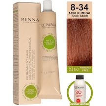 Renna Bitkisel Amonyaksız Saç Boyası 60 Ml 8-34 Açık Kumral Dore Bakır Oksidan Hediyeli