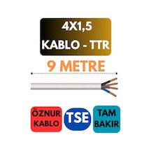 Öznur 4x1,5 Ttr Kablo Metre Seçenekli Beyaz - 9 Metre