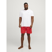 Jack&jones Plus Erkek Regular Fit Şort - Minimalist Yaz Şortu Kırmızı