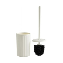 Beyaz-siyah-bej Çizgili Lüks Tuvalet Fırçası Seti 30 Cm Uzunluk / Modern, Şık Ve Dayanıklı Banyo Aksesuarı Çok Renkli