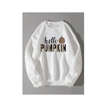 Tarzsokak Leopard & Letter Graphic Pullover Sweatshirt Gri