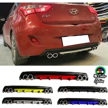 Hyundai İ30 Yuvarlak Egzozlu Sarı Difüzör Difizör Çiftli Egzoz Görünüm Arka Ek 2007 - 2021