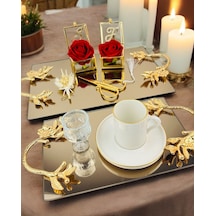 Amour Gold Lüks Swarovski Söz Nişan Tepsisi Bronz Bronz