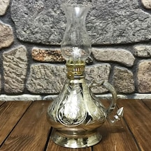 İşlemeli Bakır Gaz Lambası Küçük Boy, G10132 Gümüş