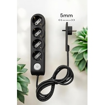 3 Metre 3 Lü İnce Fişli Uzatma Kablosu Açma/kapama Düğmeli Dar Alan Uyumlu Çocuk Korumalı Topraklamalı Priz 3 M