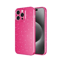 Ariatech Apple Uyumlu iPhone 15 Pro Max Kamera Korumalı Simli Lüks Koton Kılıf-pembe Koyu Pembe Koyu