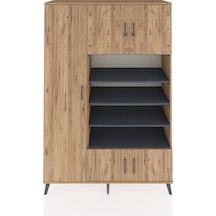 Hyperion Dolap 10 Raflı 5 Kapaklı 132x44x195 Çam-çam/antrasit Çam