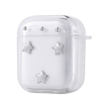 Ekılıf - Airpods 1. Nesil Uyumlu - Kılıf Airbag Tasarımlı Simli Şeffaf Kutup Kılıf - Airbag 44 - Yıldız - T36621 Yıldız