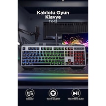 Oyuncu Klavyesi Rgb Işıklı Mekanik Ergonomik Kablolu Klavye Tk13