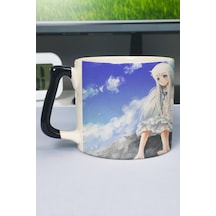Anohana Anime Baskılı Seramik Lüks Kupa 1 Adet Özel Siyah Kulp Dalga Kulp V4d Çok Renkli