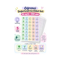 Öğrenci Motivasyon Etiketi Seti 350 Adet 10 Sayfa Çok İyi, İyi Gidiyorsun, Biraz Daha Dikkat, Tekrar Etmelisin Sticker Çok Renkli