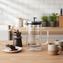 Tr Metal Kapaklı French Press 1000 Ml - Paslanmaz Çelik Çerçeveli Büyük Boy Filtre Kahve Ve Bitki Çayı Demliği Diğer