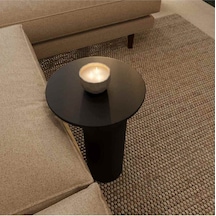 Doğal Masif Ahşap Tekli Yan Sehpa Siyah Renk Mantar Sehpa Modeli - Wooden Side Table Siyah