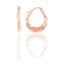 Gümüş Dalgalı Şarnel Küpe Barcode Gold - Rose Gold - Rodyum