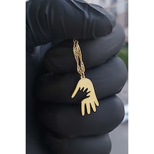 925 Ayar Gümüş 24 Ayar Altın Kaplama El Kolye Gold