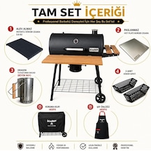 Karp 75cm Tam Set Bbq Mangal Termometre Dahil, Yan Ahşap Tablalar, Alt Depolama Rafı, Tekerlekli Taşınabilir, Kömürlü Barbekü Diğer