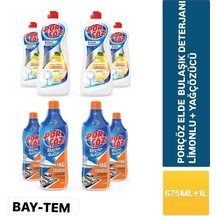 4 Adet 675 Ml Elde Bulaşık Deterjanı Limon + 4 Adet 1000 Ml Ekstra Güçlü Yağ Çözücü