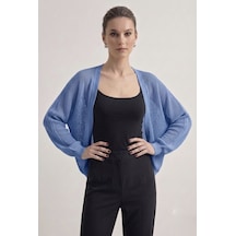 Neden Tekstil Premium Ajurlu İnce Triko Bolero Hırka - Mavi