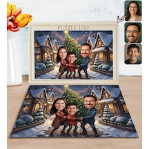 Bk Gift Kişiye Özel Aile Yılbaşı Karikatür Tasarımlı 1000 Parça Profesyonel Puzzle-1, 1000 Puzzle, Yeni Yıl Hediyesi, Yılbaşı Hediyesi Kobitmeyencom35