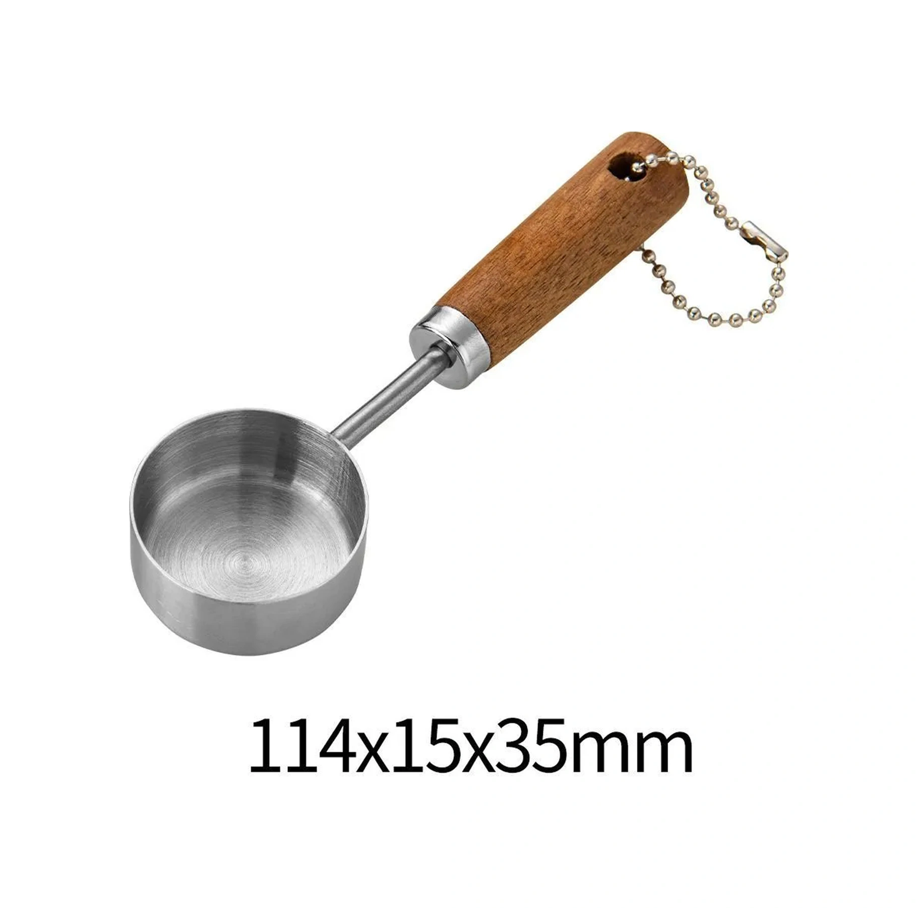 Kosona Stainless Steel 10ml Ölçü Kaşığı, Ahşap Kolu, Rust Proof, Kahve/toz Malzeme Ölçümü İçin Ergonomik Mutfak Aleti Gümüş