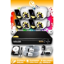 Elitcam 8 Kameralı Süper 4 İç Kamera Set 250 GB 5 MP 2K Net Renkli Gece Görüşlü Güvenlik Kamerası Sistemi