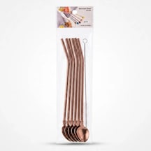 Lb 6'lı Kaşıklı Pipet Seti - Bronz - Pipet Temizleme Fırçası Çok Renkli