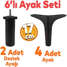 Sedef 6'lı Set Mobilya Tv Ünitesi Çekyat Koltuk Kanepe Destek Ayağı 17 Cm Siyah Baza Ayak M8 Destek