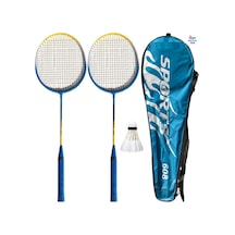 2 Adet Badminton Raketi Ve Çantası + Badminton Topu Deluxe Yüksek Kalite Set Mavi Renk