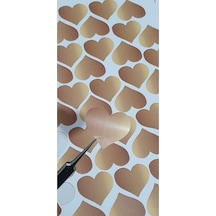 Yapışkanlı Kalp Şekilli Gold Sticker Etiket Hediye Paketleme Ve Zarf Etiketi 42 Adet