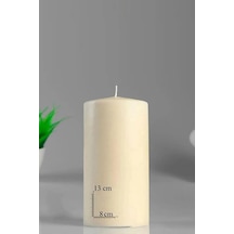 Silindir Kütük Mum Krem Lavanta Kokulu Genişlik 8 Cm - Yükseklik 13 Cm Krem