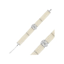 4,5 Mm Lale Motif Dört Sıralı Doğal İnci Bileklik 19 / Beyaz Beyaz Beyaz Altın