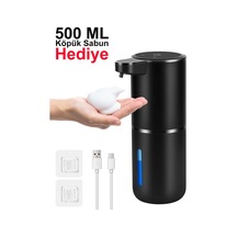 Greentech Sensörlü Usb Şarjlı Köpük Sabunluk / Gt-sd03s Siyah