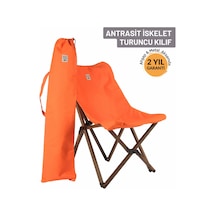 Bag The Joy Ahşap Antrasit İskelet - Turuncu Kılıf Sandalye Turuncu