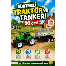 30 Cm Su Tankerli Traktör Seti Sürtmeli Oyuncak Çiftlik Aracı 3+ Yaş