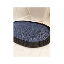 Jüt Hasır Tek Li,banyo Paspası,bohem Tarzı Banyo Takımı, Paspas/40x60 Kırçılmavi Siyah Kırçılmavi Siyah