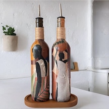 Afrika Kadın Temalı El Yapımı 750 Ml Zeytinyağı Sıvıyağ Şişesi Ya