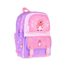 Kaukko Kids Dört Bölmeli Kız Çocuk Loopy Baskılı Lila - Pembe Okul Sırt Çantası - L5303 Çok Renkli