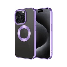 Apple Uyumlu iPhone 15 Pro Tek Kamera Çerçeveli Logo Gösteren Klfs Omega Kılıf-lila Lila
