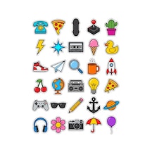 30 Adet Canlı Pop Art İkon Sticker Seti - Laptop Telefon Defter İçin Estetik Paket Çok Renkli